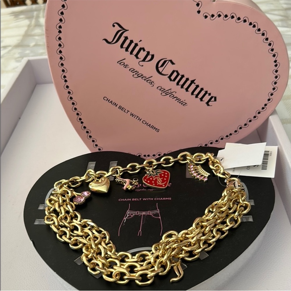 Juicy Couture chain belt with charms in keepsake box